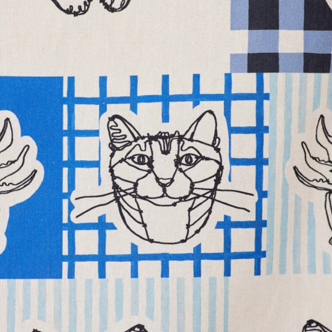 ＋HAyU fabric | HAyU CAT | cotton linen printed canvas 棉麻 (110x98cm)