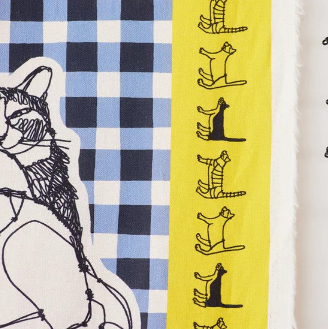 ＋HAyU fabric | HAyU CAT | cotton linen printed canvas 棉麻 (110x98cm)