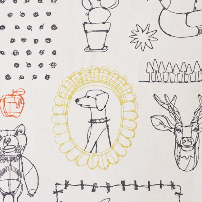 ＋HAyU fabric | ANIMALS | cotton linen printed canvas 棉麻 (110x98cm)