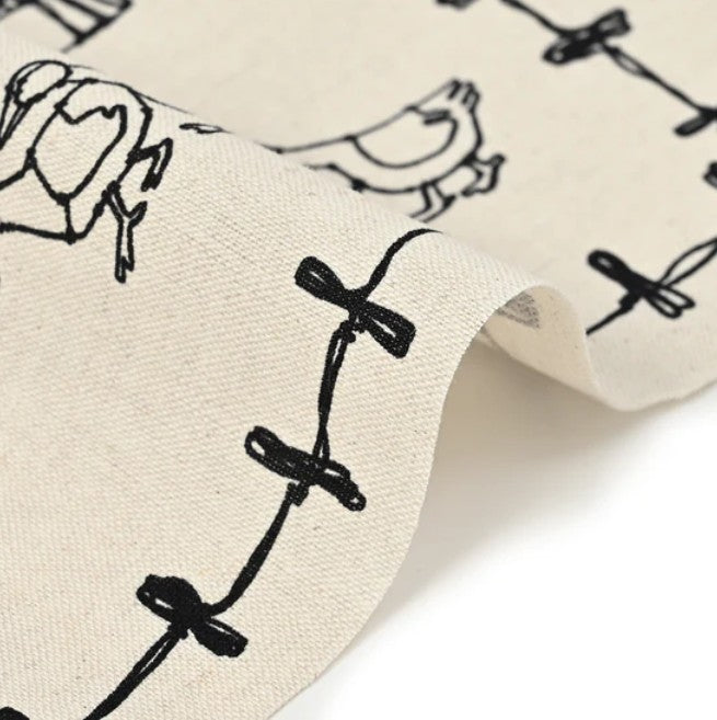 ＋HAyU fabric | ANIMALS | cotton linen printed canvas 棉麻 (110x98cm)
