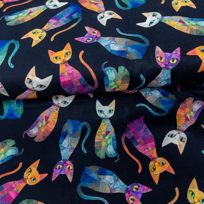 USA | Tossed Quilt Cats Stripes 貓咪拼布圖案 | cotton 純棉
