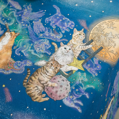 Japan | 365 cat. art Cats in the Moonlight 月光下的童話世界貓貓 | cotton printed sheeting 純棉