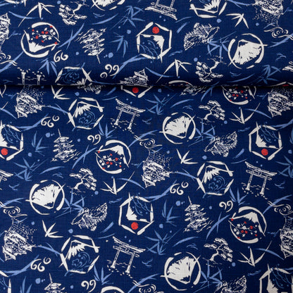 Japan | fuji san 水墨風富士山 | cotton printed dobby 竹節棉
