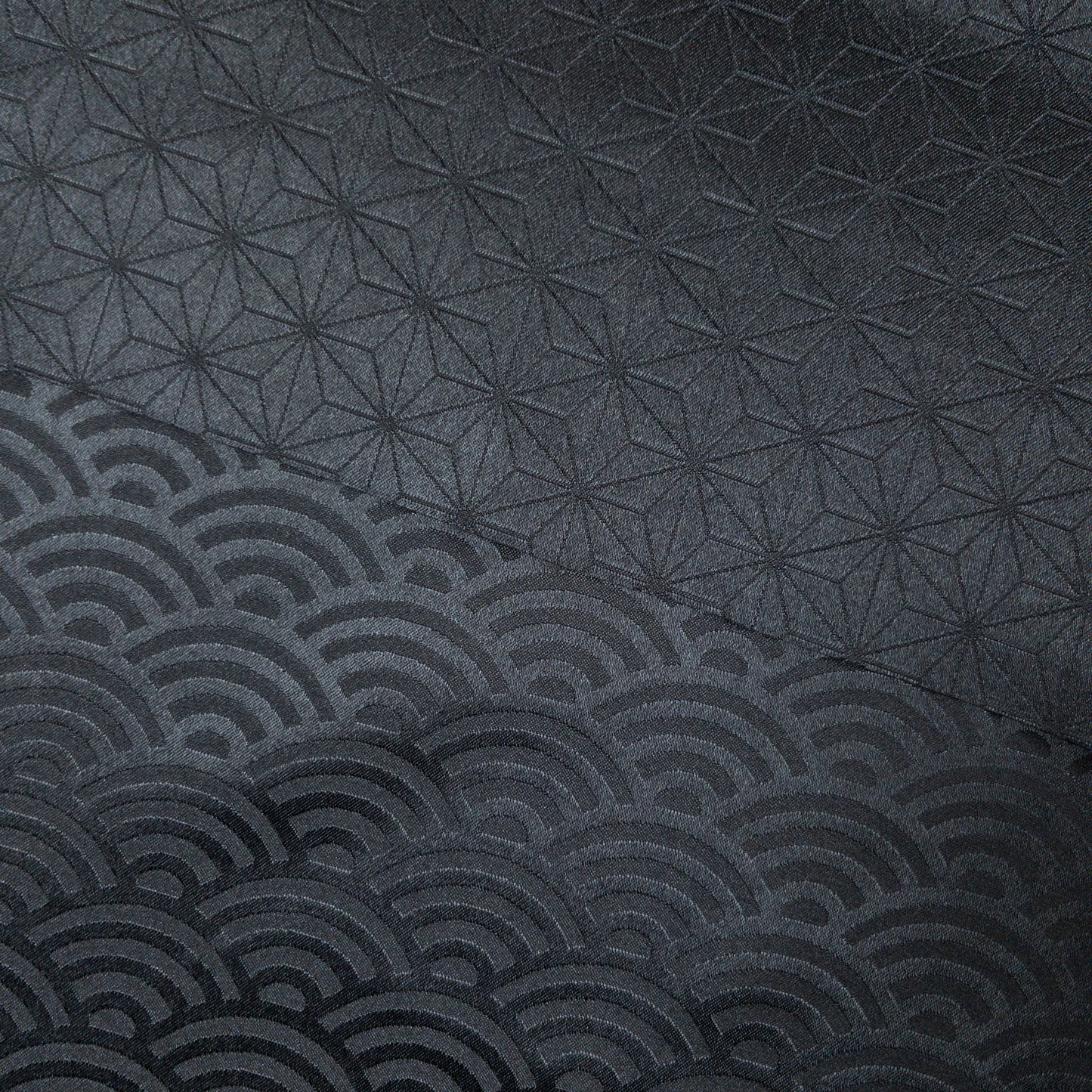 Japan | sparkling asanoha pattern 雙面暗紋令面和風圖案 麻之葉 青海波 | brocade jacquard 錦緞