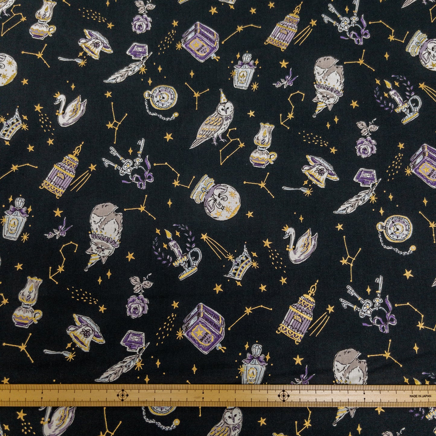 Japan | magic and animals 燙金魔法工具與動物 | cotton printed sheeting 純棉