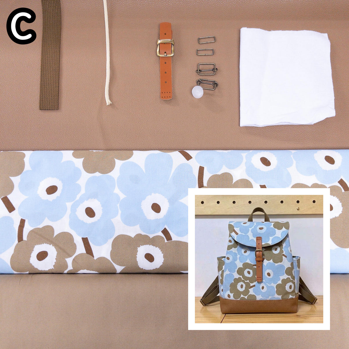 K·T SEWING｜限時推出！「束繩側袋有蓋背包」材料包 *送實體紙樣及影片教學 （10月4日截單）Drawstring Backpack with Pocket sewing kit (include paper pattern & tutorial videos)