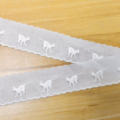 lace 蕾絲花邊 | 奔跑貓貓刺繡蕾絲花邊 No.1372