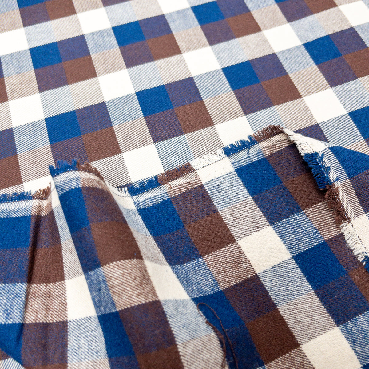 Japan | 啡藍格仔格紋 blue x brown checkered  | cotton yarn-dyed brushed 純棉先染起毛