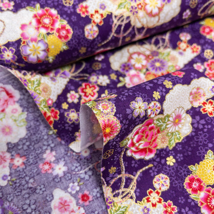 Japan | gilded Japanese clouds and flowers 燙金和風雲海花 | cotton printed sheeting