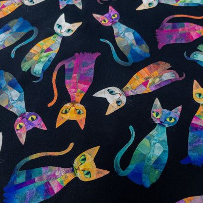 USA | Tossed Quilt Cats Stripes 貓咪拼布圖案 | cotton 純棉