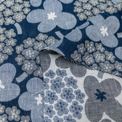 Kobayashi | 藍色繡球花圖案 | cotton double weave jacquard 純棉雙面提花