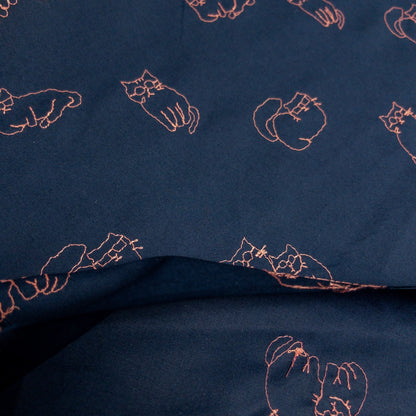 Japan | embroidery glasses cat 眼鏡貓貓刺繡 | cotton printed broadcloth 純棉