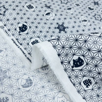 Japan | asanoha cat 麻の葉貓貓 | cotton printed dobby 竹節棉