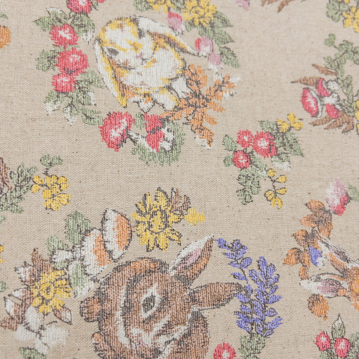 Japan | bunny will flowers 兔子花環 | cotton linen printedcanvas 棉麻
