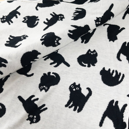 maffon | chubby cat 胖貓貓 | cotton jacquard knit 雙面純棉提花針織 - 160cm