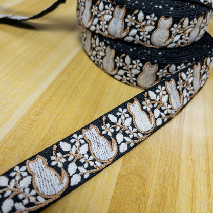 India | cats shadow 4cm 貓貓剪影 | embroidery webbing 刺繡帶