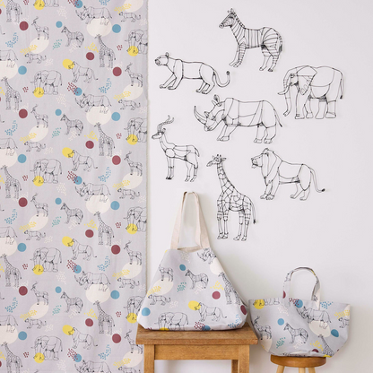 ＋HAyU fabric | African animals 非洲動物 | cotton linen printed canvas 棉麻