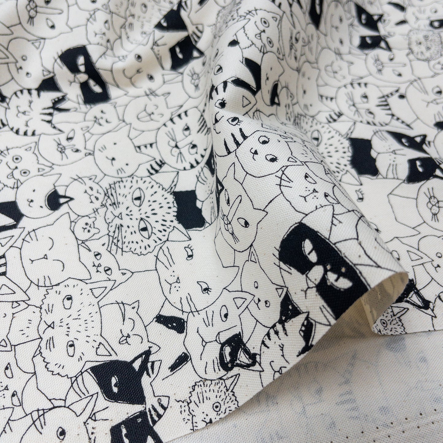 Japan | black white cat 黑白貓 | cotton printed oxford 純棉