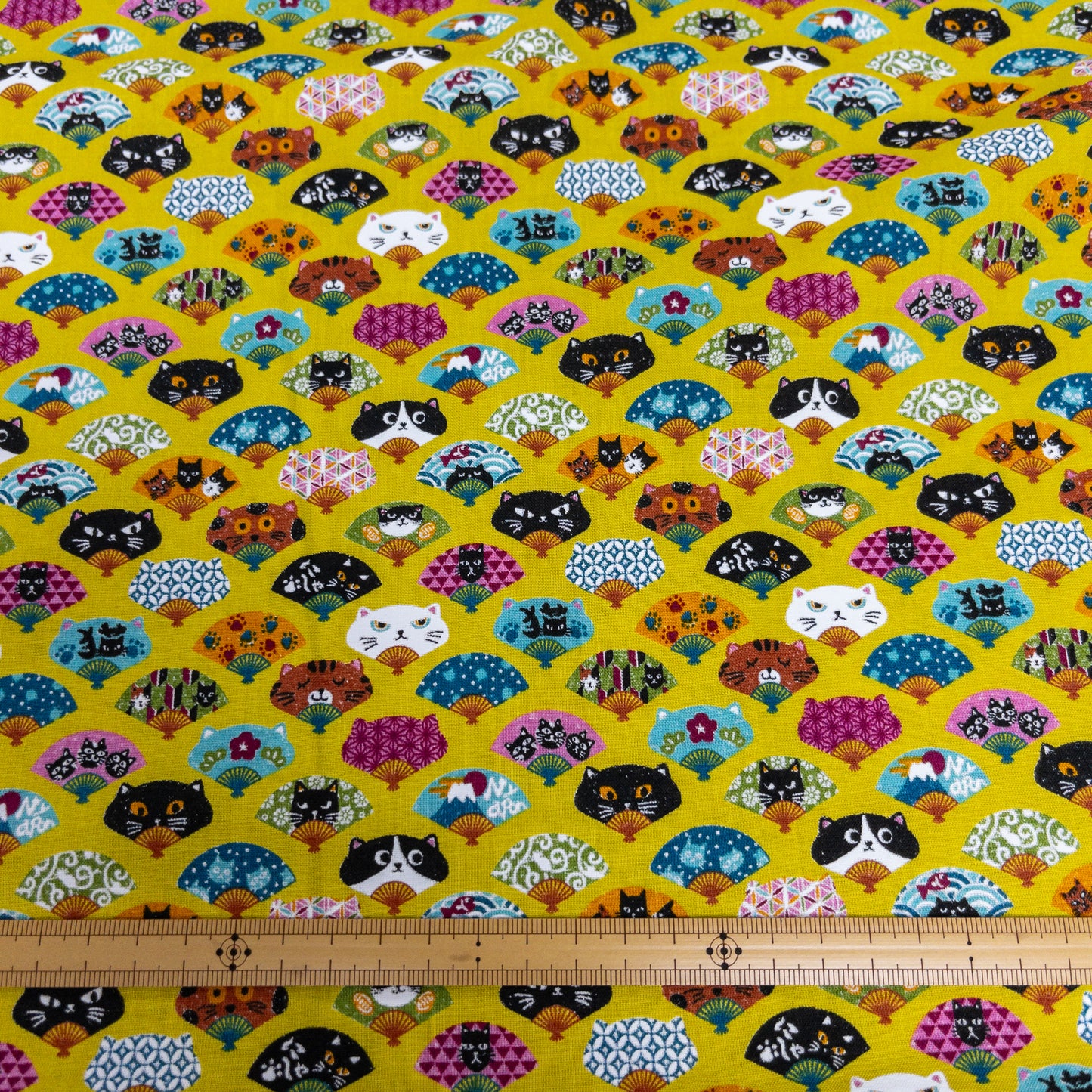 Japan | cat fan 貓の扇 | cotton printed sheeting