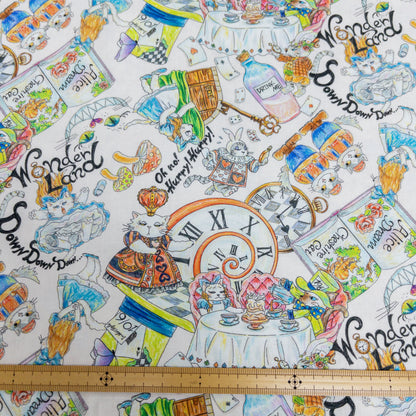 Japan | 『Hoyoka』Alice in Nyanderland Cats 愛麗絲貓貓 | cotton printed sheeting 純棉