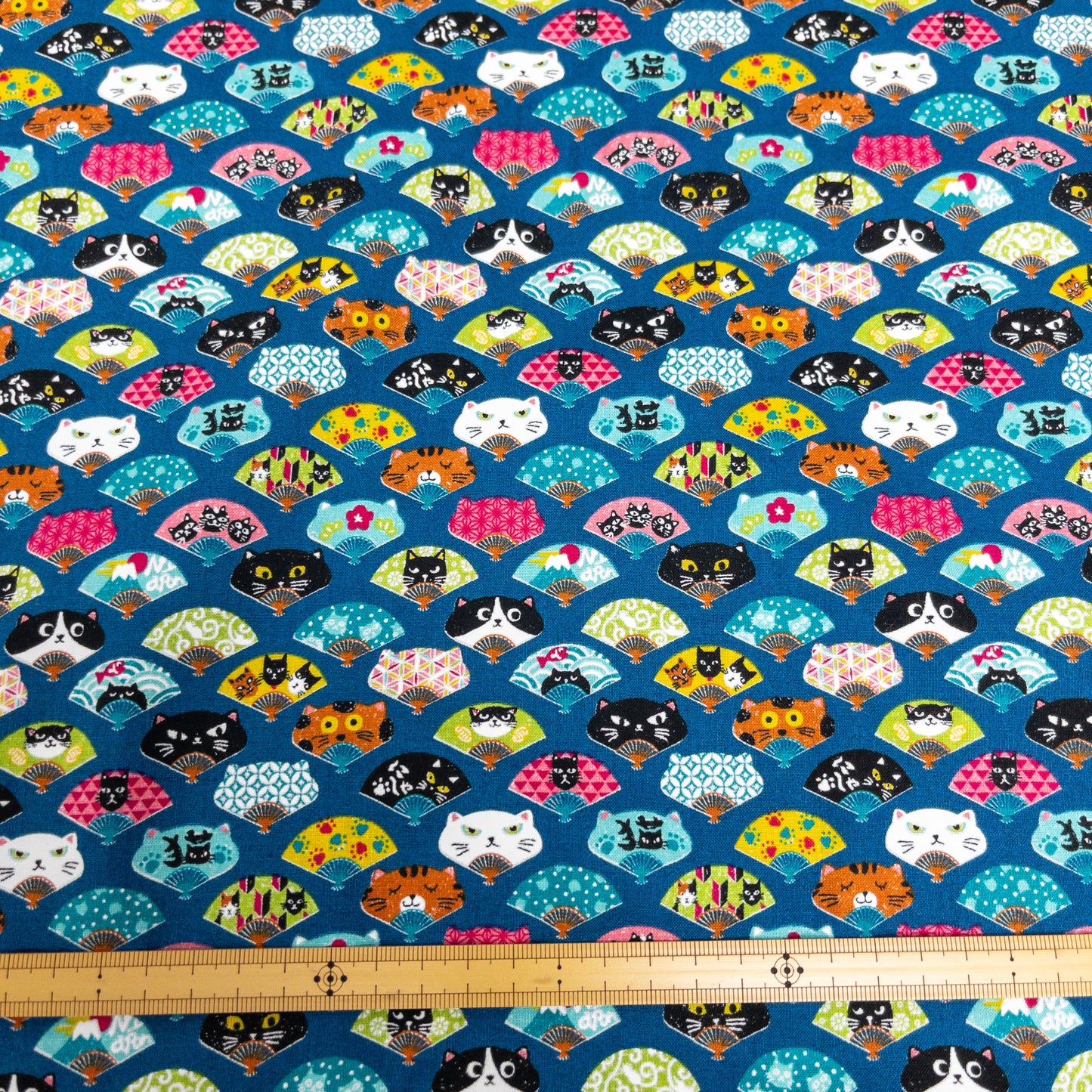 Japan | cat fan 貓の扇 | cotton printed sheeting