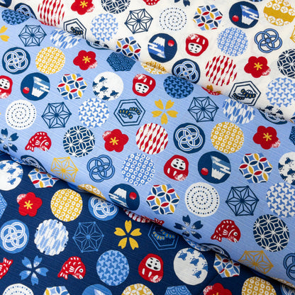 Japan | dots circle japanese pattern 圓形和風圖案 | cotton printed dobby 竹節純棉