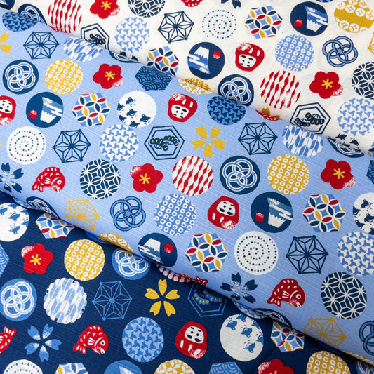 Japan | dots circle japanese pattern 圓形和風圖案 | cotton printed dobby 竹節純棉