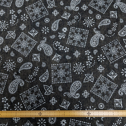 Japan | Denim Layers 復古牛仔色刺繡腰果花圖案 | cotton printed oxford 純棉