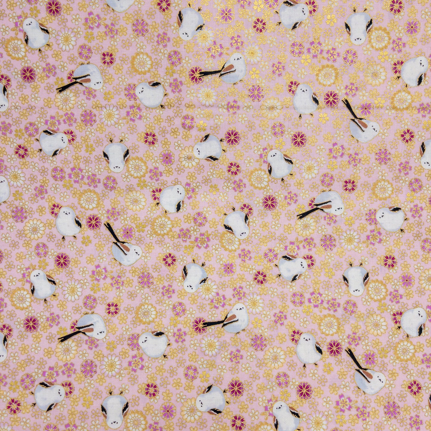 Quilt Gate | Foil-stamped long tailed tit 燙金雪之妖精 | cotton printed sheeting 純棉