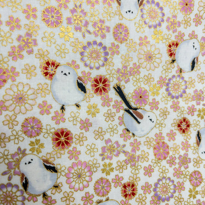 Quilt Gate | Foil-stamped long tailed tit 燙金雪之妖精 | cotton printed sheeting 純棉