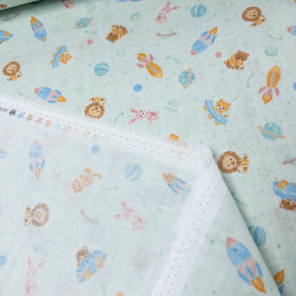 Japan | animals in space 星球動物 | cotton double gauze 二重紗