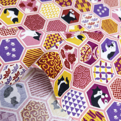 Japan | japanese cats 和風鑽紋貓貓 | cotton printed sheeting 純棉
