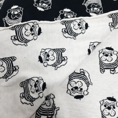 maffon | pug black ivory 八哥 黑+米色 | cotton jacquard knit 雙面純棉提花針織 - 160cm