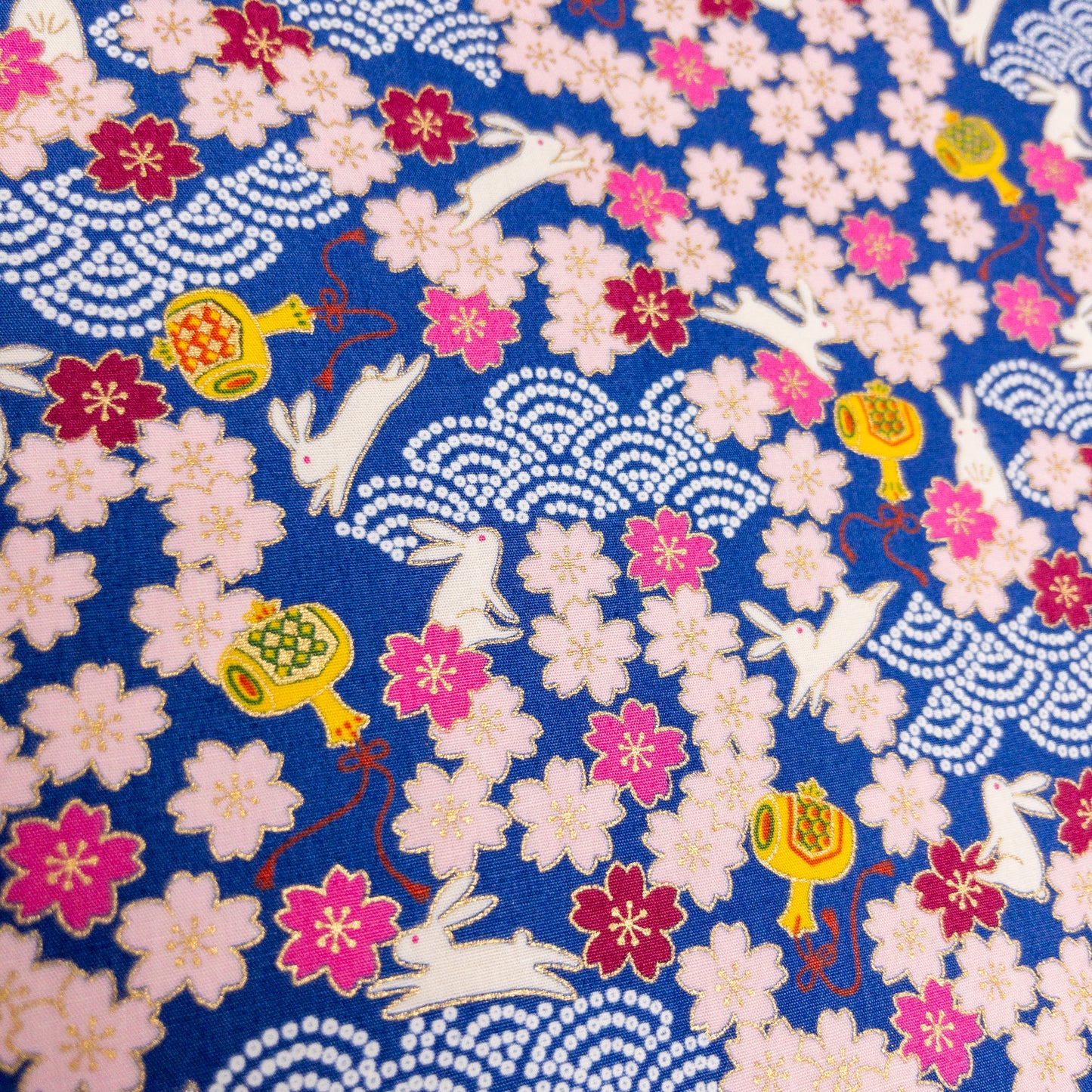 Kobayashi | gold gilded Sakura bunny 燙金櫻花兔 | cotton printed broad