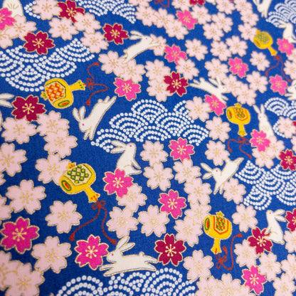 Kobayashi | gold gilded Sakura bunny 燙金櫻花兔 | cotton printed broad