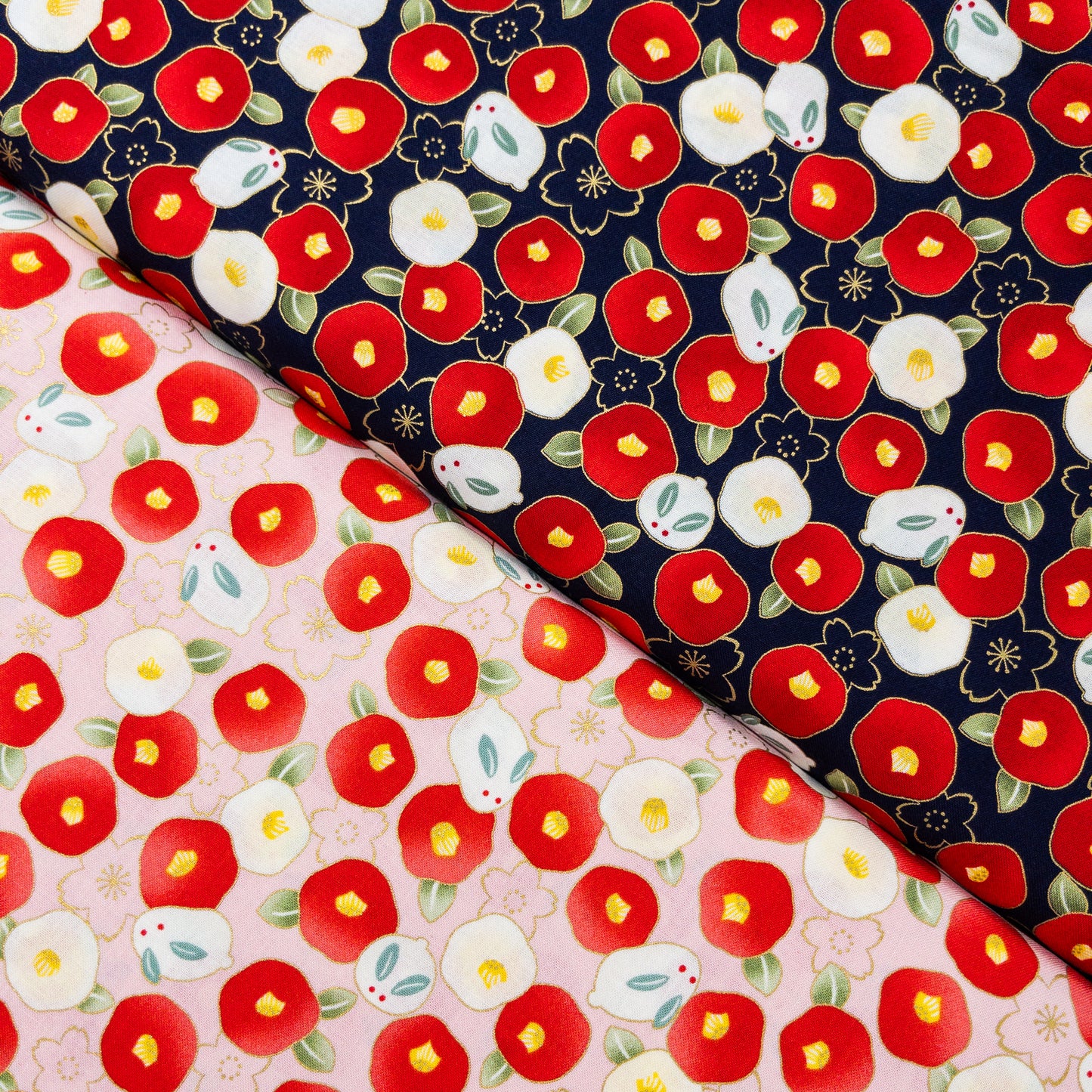 Quilt Gate | rabbit wagashi 白兔和菓子山茶花 | cotton printed sheeting 純棉