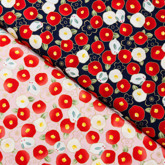 Quilt Gate | rabbit wagashi 白兔和菓子山茶花 | cotton printed sheeting 純棉