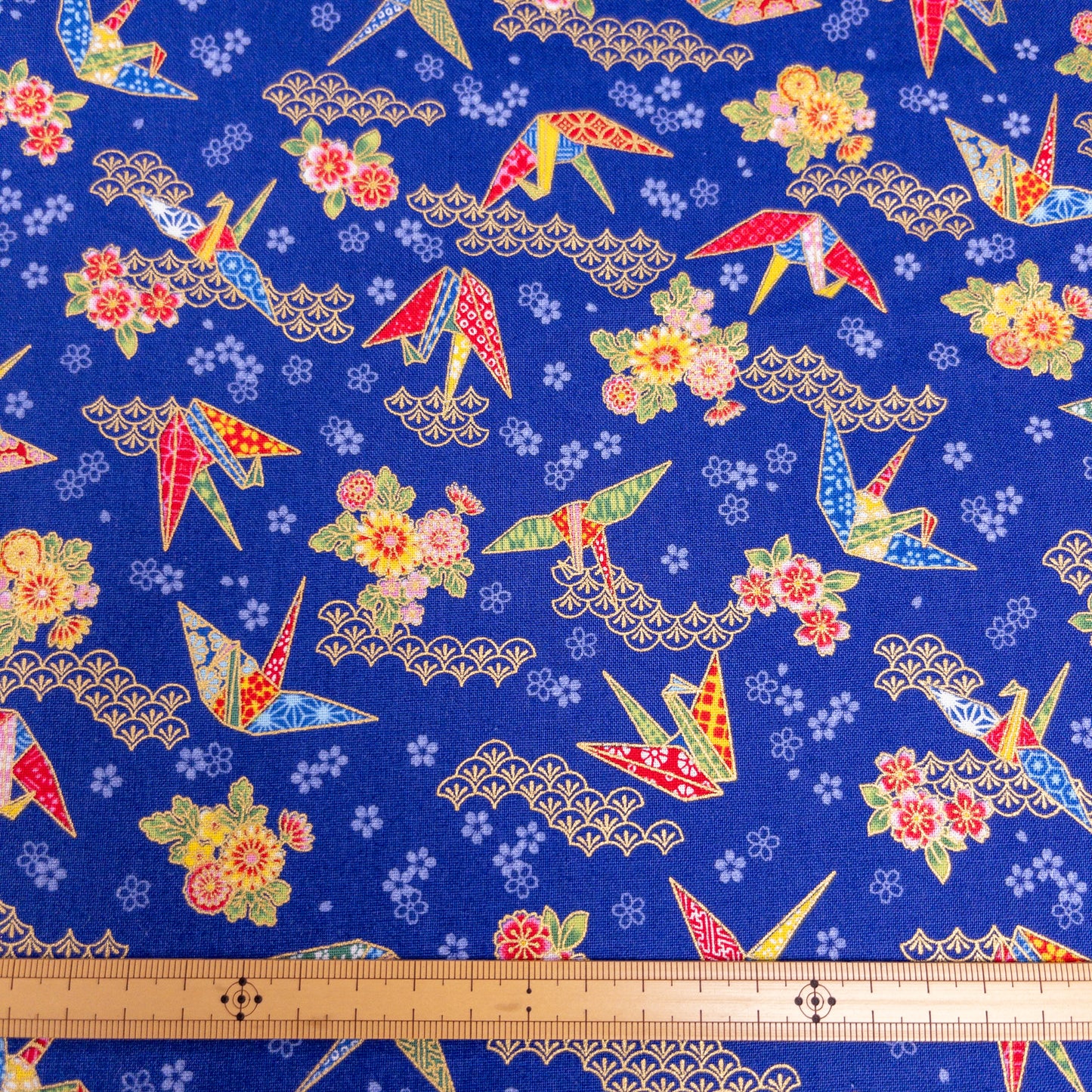 Japan | paper crane 燙金紙鶴和扇 | cotton printed sheeting 純棉