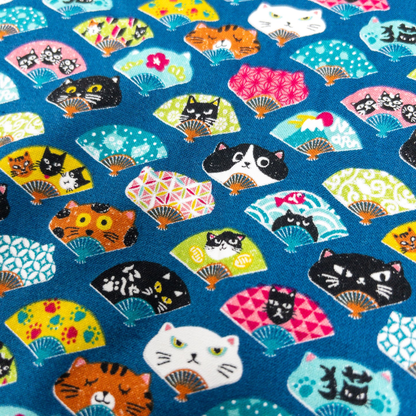 Japan | cat fan 貓の扇 | cotton printed sheeting