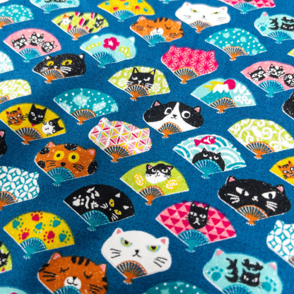 Japan | cat fan 貓の扇 | cotton printed sheeting