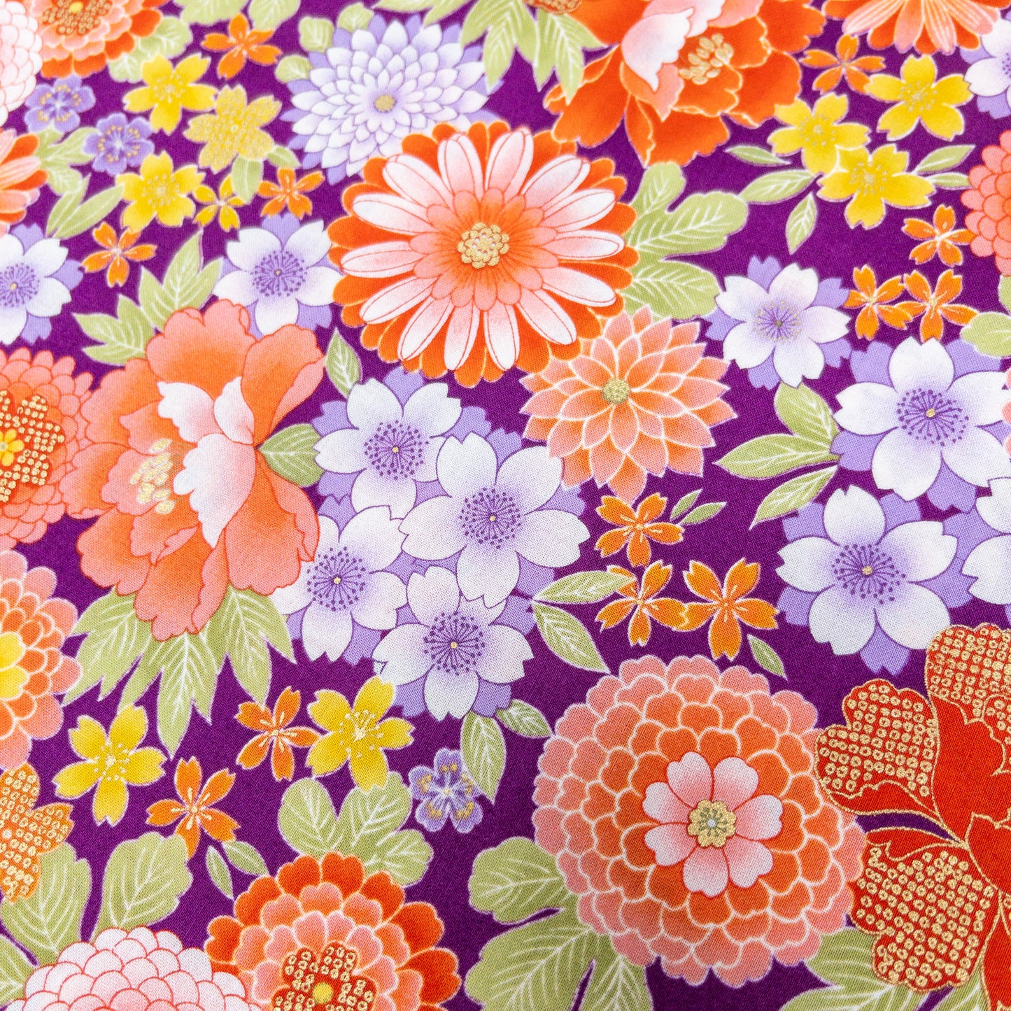 Japan | gilded japanese kaioke 燙金繡球百花 | cotton printed shirting 純棉