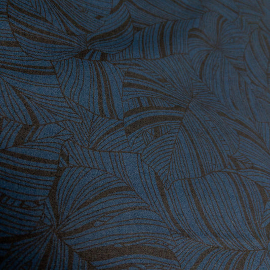 Japan | deep blue leaves 深藍植物暗花 | cotton printed broad 純棉
