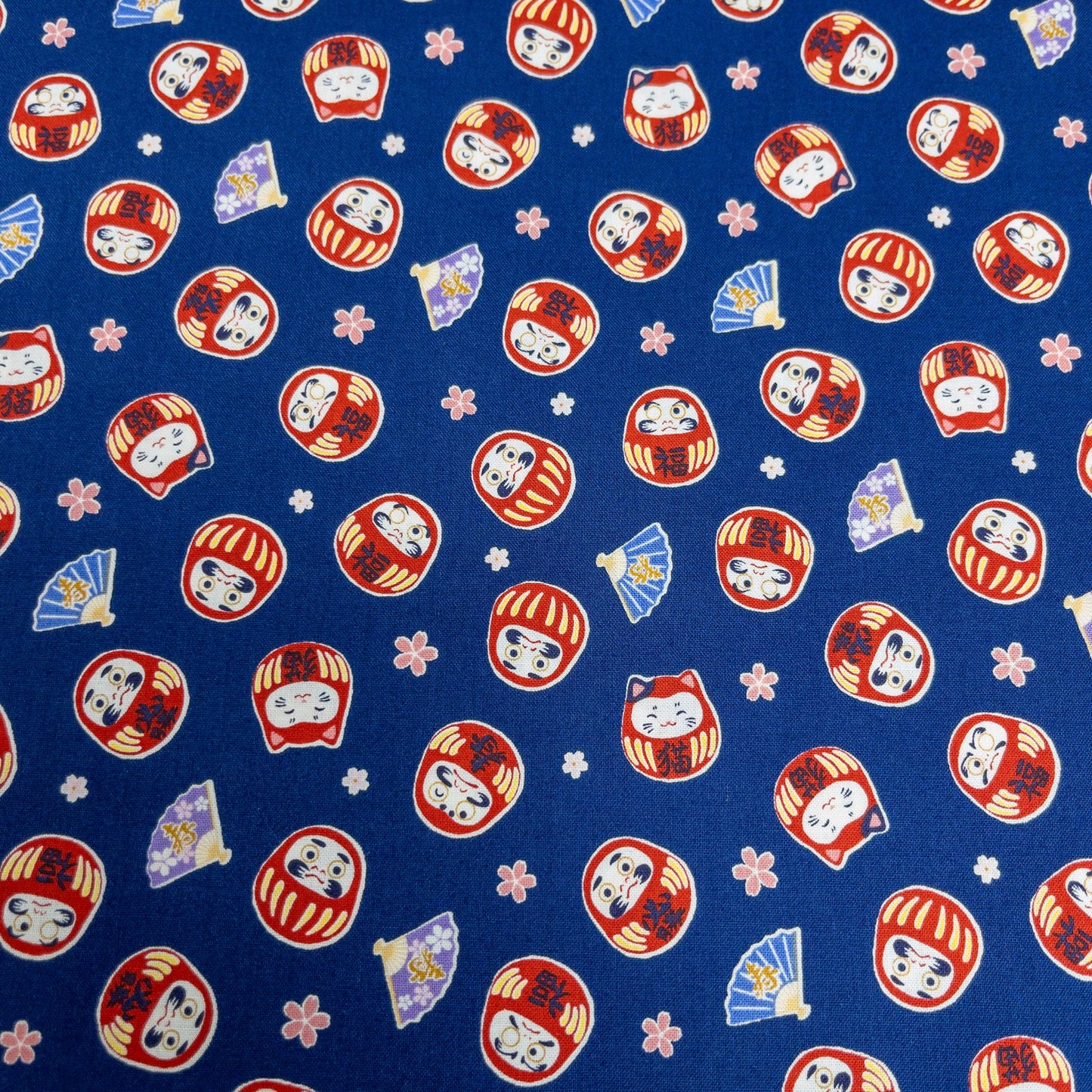 Japan | Japanese daruma cat 燙金和風達摩貓貓 | cotton printed sheeting 純棉