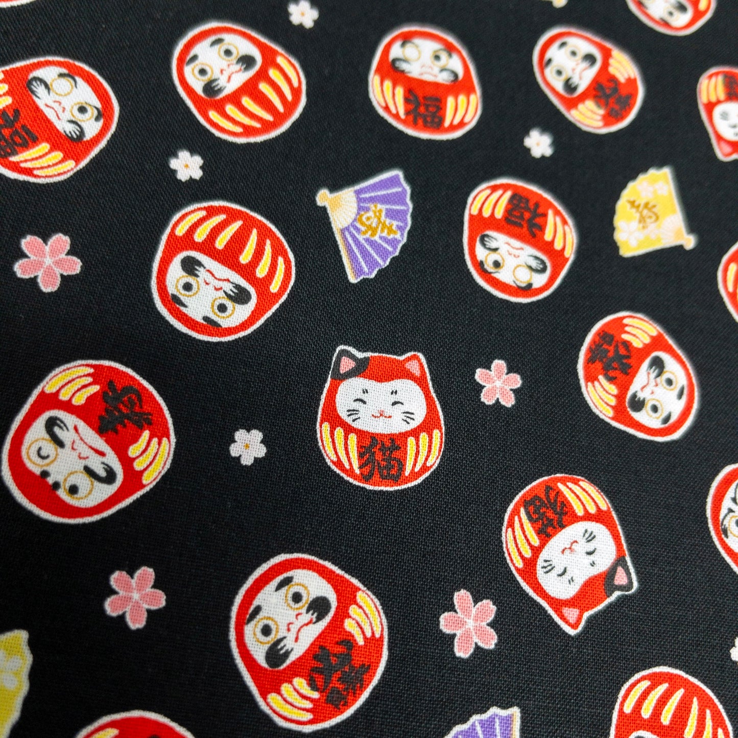 Japan | Japanese daruma cat 燙金和風達摩貓貓 | cotton printed sheeting 純棉