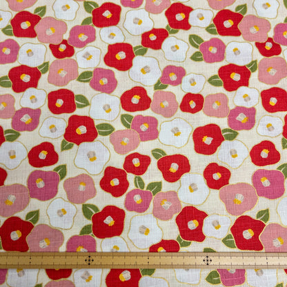 Japan | camellia 山茶花| cotton printed shantung 竹節棉