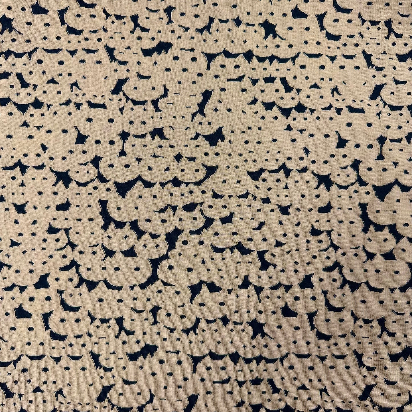 maffon | cat face black khahi 貓貓頭 黑+卡其色 | cotton jacquard knit 雙面純棉提花針織 - 160cm