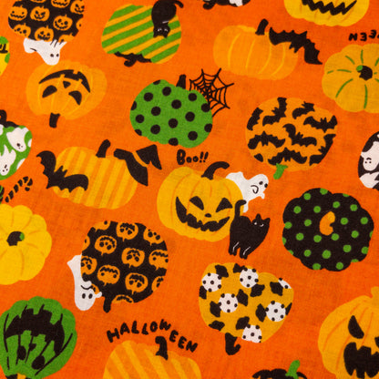 Japan | halloween pattern and cats 萬聖節黑貓大南瓜 | cotton printed shirting 純棉