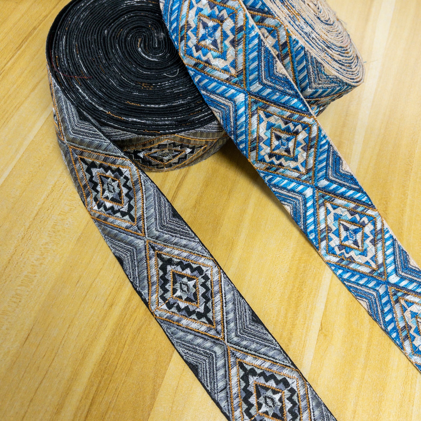 India | 菱形紋 4cm | embroidery webbing 刺繡帶