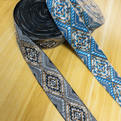 India | 菱形紋 4cm | embroidery webbing 刺繡帶