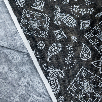 Japan | Denim Layers 復古牛仔色刺繡腰果花圖案 | cotton printed oxford 純棉